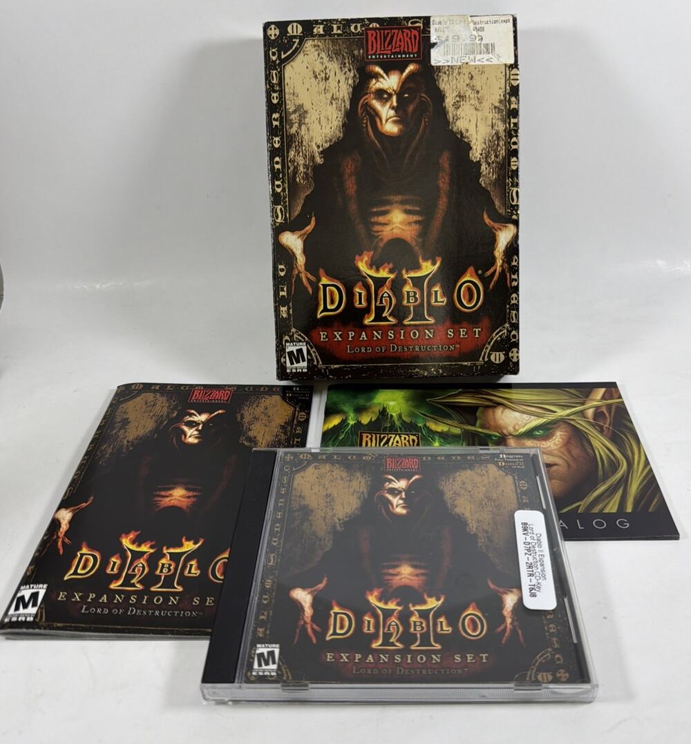 Diablo II Lord of Destruction Expansion Set Retail Box Blizzard PC Game 2001